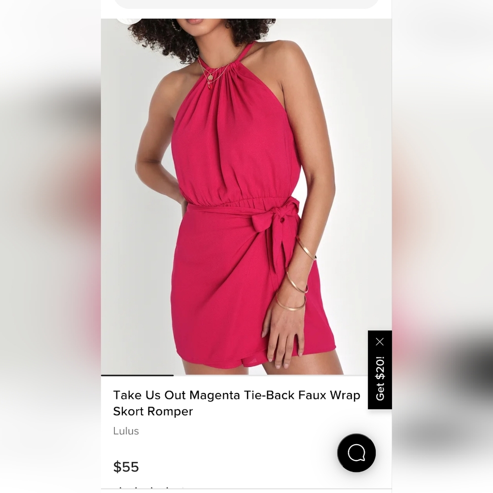 Take Us Out Magenta Tie-Back Faux Wrap Skort Romper
